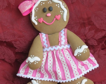 Gingerbread Wreath Attachment, Christmas Wreath Attachment, Gingerbread Girl, Wreath Embellishment, Gingerbread, Pink Gingie