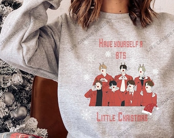 Bts Weihnachts T-Shirt, kpop xmas Sweatshirt, gemütlicher Weihnachtsbaum vintage, have yourself a little bts, all i want for christmas is BTS Hoodie