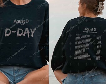 August D D-Day Word Tour 2023 T-Shirt, BTS Suga Konzert Stadtliste Sweatshirt, Armee Merch, Min Yoongi Kpop Hoodie