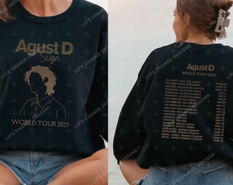 Agust D Word Tour 2023 T-Shirt, BTS Suga Konzert Stadtliste Sweatshirt, Armee Merch, Min Yoongi Kpop Hoodie