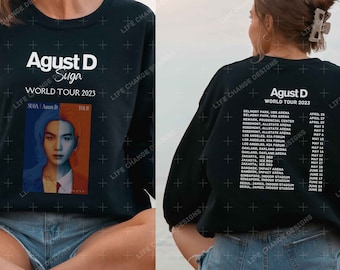 Agust D Word Tour 2023 T-Shirt, BTS Suga Konzert Stadtliste Sweatshirt, Armee Merch, Min Yoongi Kpop Hoodie