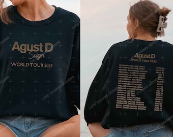 Agust D Word Tour 2023 T-Shirt, BTS Suga Konzert Stadtliste Sweatshirt, Armee Merch, Min Yoongi Kpop Hoodie