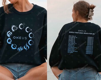 Oneus Reach for Us World Tour T-Shirt 2023, Konzert Städteliste, Raise Us Apparel, Kpop Concert Merch, To Moon Fandom, Konzert K-pop