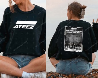 Ateez The Fellowship: break the wall Word Tour T-Shirt, Ateez Konzert Stadtliste Shirt, Atiny Merch, Kpop Hoodie