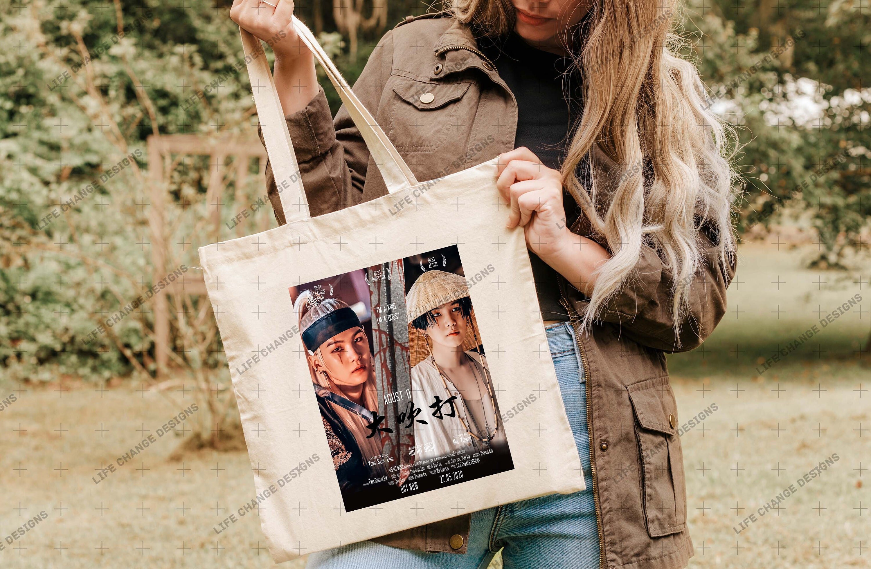 Agust D Daechwita Movie Poster Canvas Tote Bag, D-2 Bag, Suga Bag, BTS