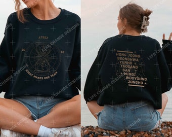 Ateez T-Shirt, Ateez Namensliste Shirts, Atiny Merch, Kpop Hoodie