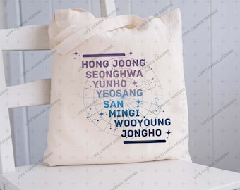 Ateez The Fellowship: break the wall Word Tour Canvas Tote Bag, Ateez concert name list bag, Atiny Merch, Kpop Canvas Tote
