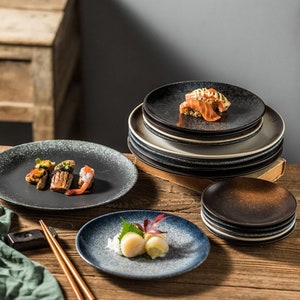 Japanese Style Porcelain Dinner Plates | Retro Style Appetizer Serving Plates | Asian Dessert Plate