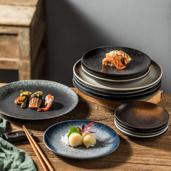 Porzellan Speiseteller im japanischen Stil | Retro Style Vorspeisen Servierplatten | Asiatischer Dessertteller