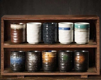 Retro Handleless Porcelain Coffee Cup | Japanese Style No Handle Tea Cup | Cup for Green Tea, Matcha Tea