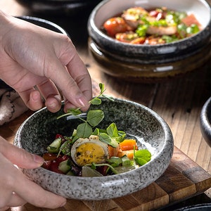 Contemporary Japanese Style Porcelain Bowl Retro Texture Asian Tableware Pasta Serving Stackable Bowl zdjęcie 4