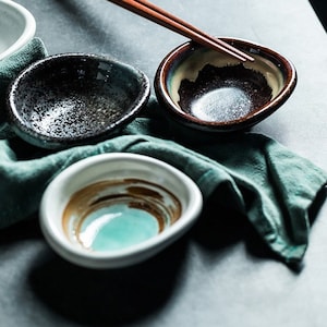 Mini Ceramic Soy Sauce Bowls | Asian Ceramic Dipping Sauce Bowl Set | Japanese Condiment Serving Dishes