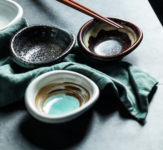 Japanese Sushi Set Porcelain Sushi Plates Soy Sauce Dipping Bowls