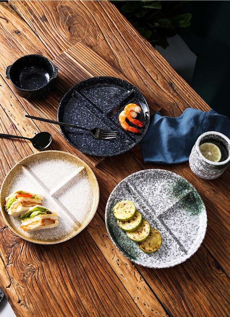 Japanese Style Ceramic Appetizer Platter With 3 Compartment Etsy