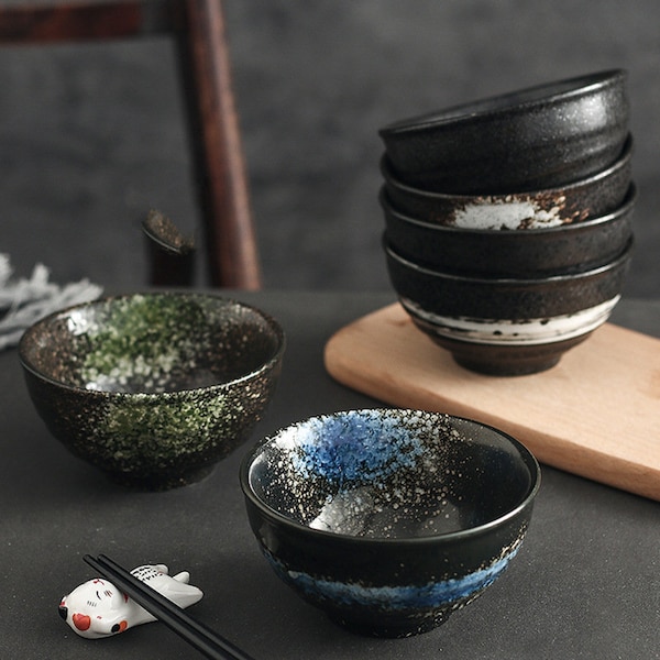 Rustic Style Spray Glazed Porcelain Rice Bowl | Japanese Aesthetic Tableware | Ice-cream Serving Bowl | Soup Bowl