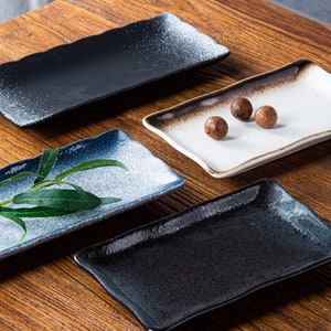 Japanese Style Rectangular Platters | Porcelain Long Serving Plates | Serving Trays for Appetizer, Sushi, Fruit