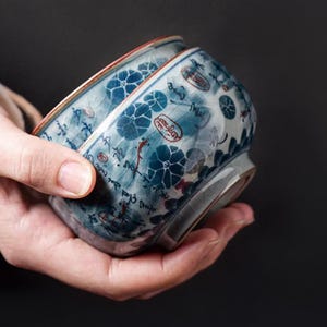 Chinese Retro Style Kung Fu Tea Cups | Hand-Painted Ceramic Espresso Cups | Traditional Asian Small Ceramic Cups for Christmas, Gifts