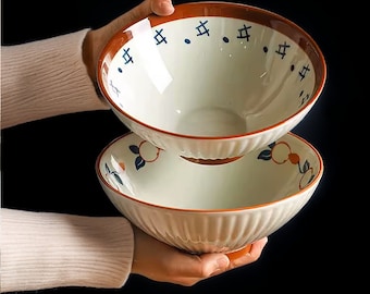 Stylish Ceramic Ramen Noodle Bowls with Artistic Patterns | Asian Bowls for  Soups, and Salads | Ceramic Gifts for Christmas