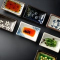 Porcelain Japanese Style Retro Mini Condiment Dishes | Elegant Dishes for Serving Spices, Wasabi, Ginger | Small Rectangular Soy Sauce Bowl