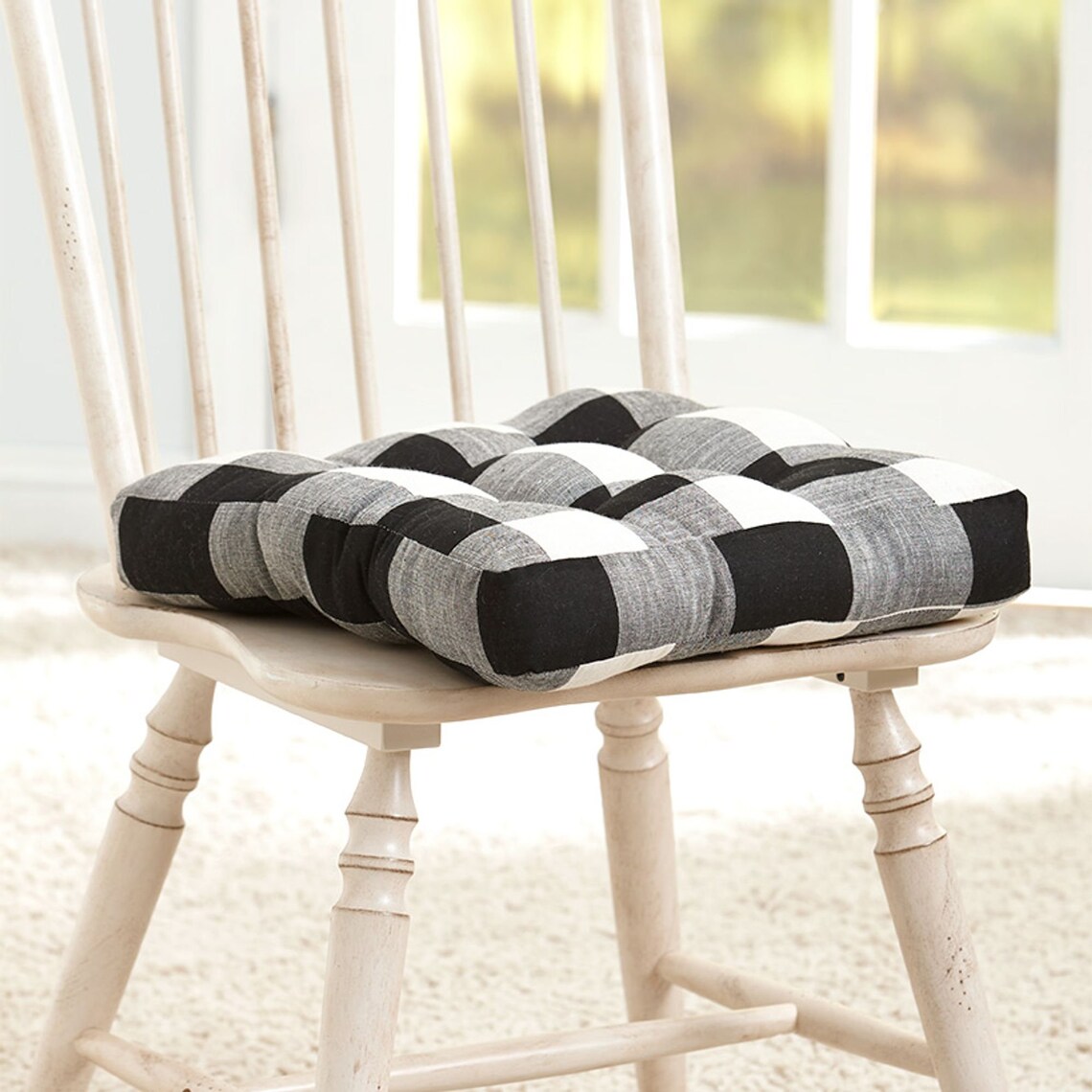 Buffalo Check Chair Pad Black Etsy