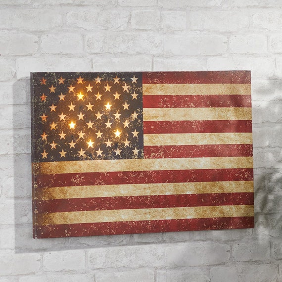 Indoor/outdoor Lighted American Flag Art Etsy