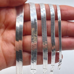 Pulsera de espiga de serpiente plana 925 de plata • Pulsera de capas de plata esterlina • Joyería de espiga • Pulsera de plata delicada para mujeres