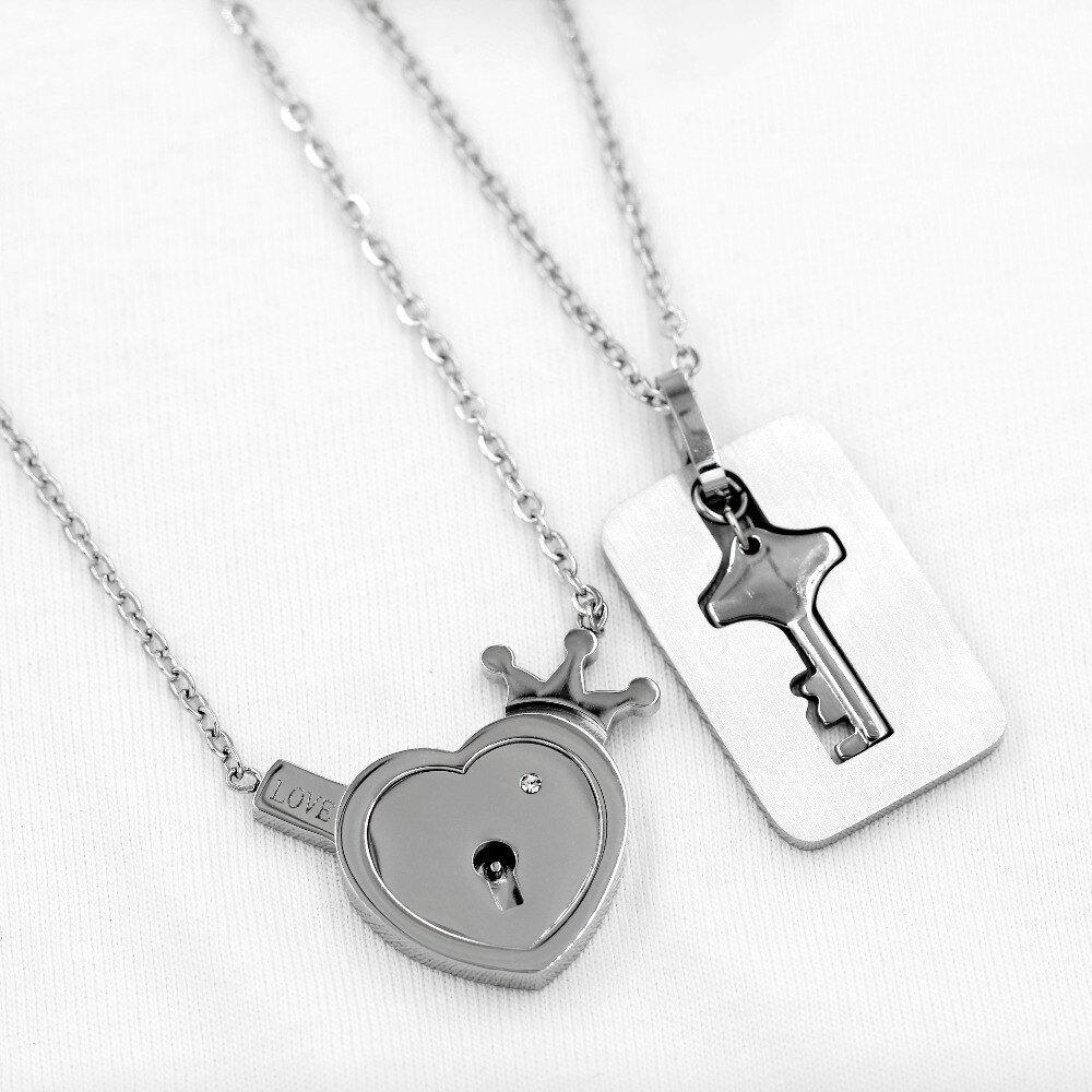 Men Key Tag Pendant Necklace Women Heart Love Lock Bracelet Couple Jewelry  Sets | eBay