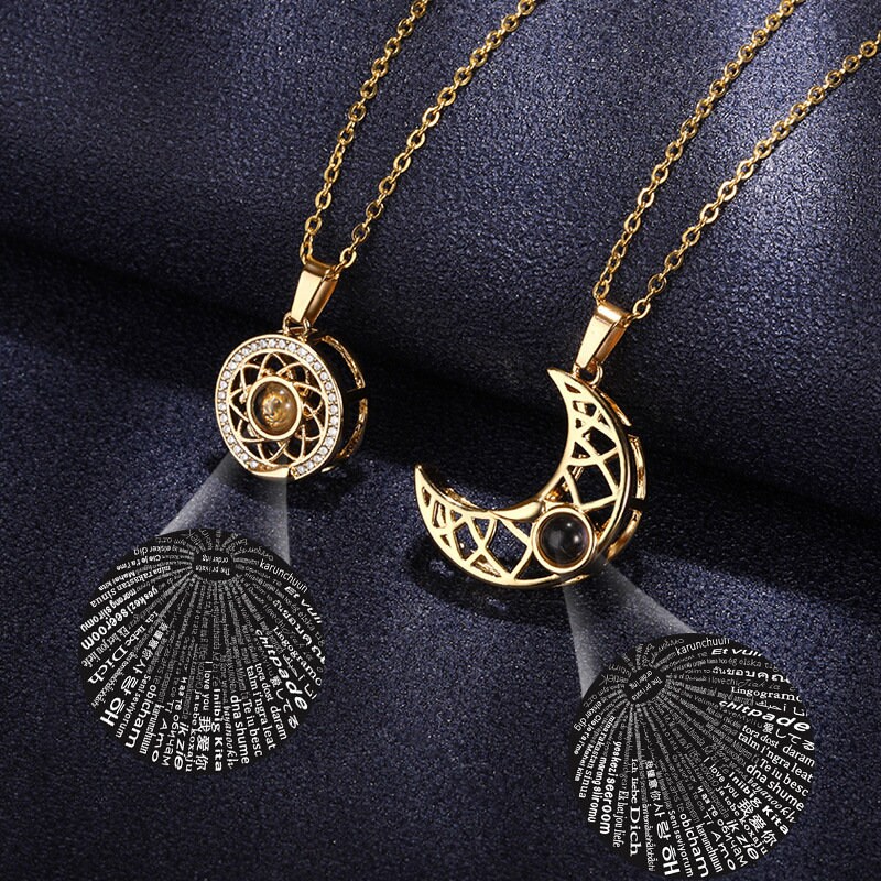 Fashion Couple Matching Magnetic Necklace Sun and Moon Jewelry Gift