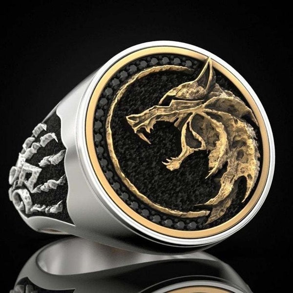 Trendy Unique Design Men's Witch Hunter Wolf Claw Ring Vintage Viking Warrior Punk Ring Biker Rock Rings Statement Jewelry, Gift For Him.