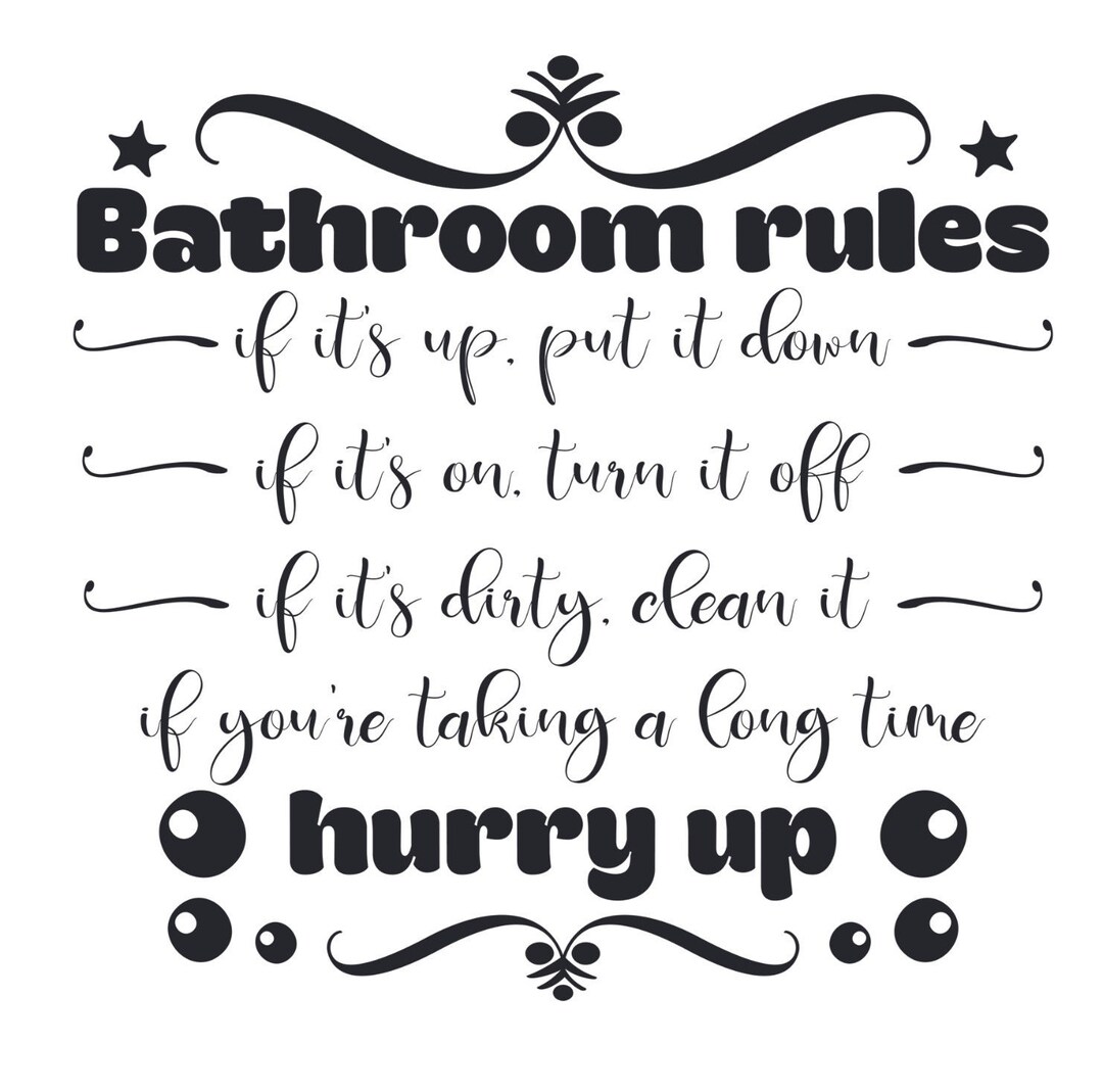 Bathroom Rules Svg Etsy