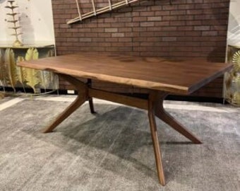 59" Mid Century Modern Dining Table Live Edge Dining Table, Mid Century Modern Wood Dining Table, Kitchen Dining Table