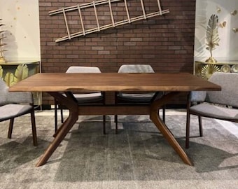 71" Live Edge Dining Table, Mid Century Modern Wood Dining Table, Kitchen Dining Table, Live Edge Dining Table