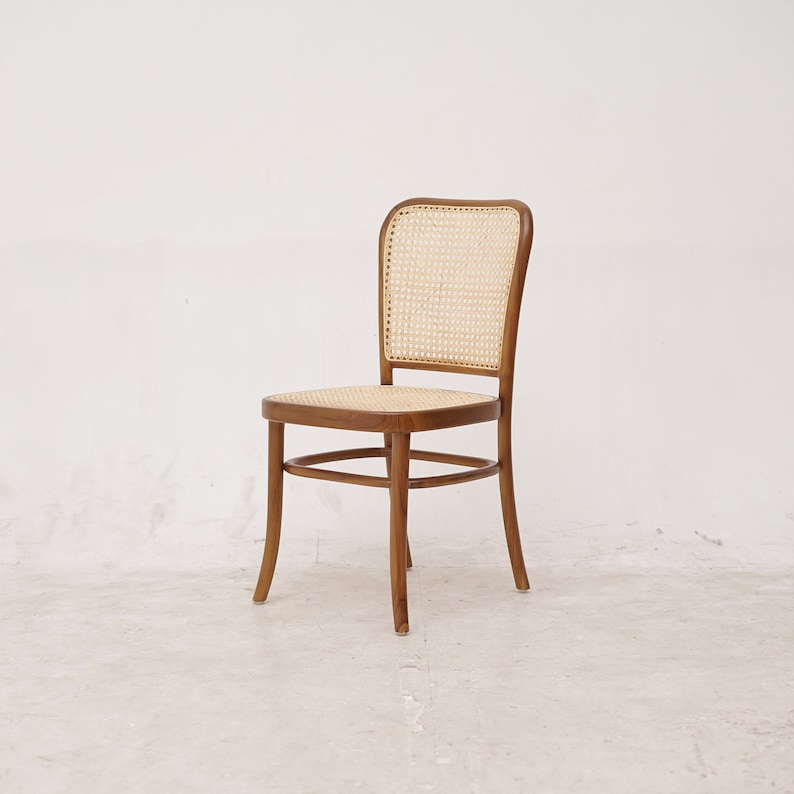 Set of 2 Chairs Teak and Handwoven Rattan Chair, Wooden Rattan Dining Chair, Black Walnut Rattan Chair, Restaurant Chair, Kitchen Chair, image 8