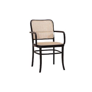 Set of 2 Chairs Teak and Handwoven Rattan Chair, Wooden Rattan Dining Chair, Black Rattan Chair image 9