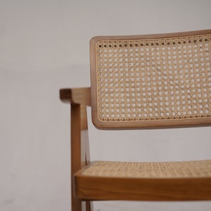 Set of 2 Chairs Teak and Handwoven Rattan Chair, Wooden Rattan Dining Chair, Black Rattan Chair image 7