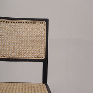 Set of 2 Chairs Teak and Handwoven Rattan Chair, Wooden Rattan Dining Chair, Black Rattan Chair image 4