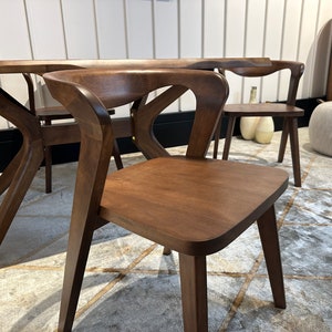 Solid Wood Dining Chair Oak Dining Chair Mid-Century Modern Chair Handmade Chair Chairs for Dining Room Kitchen Restaurant Chair image 8