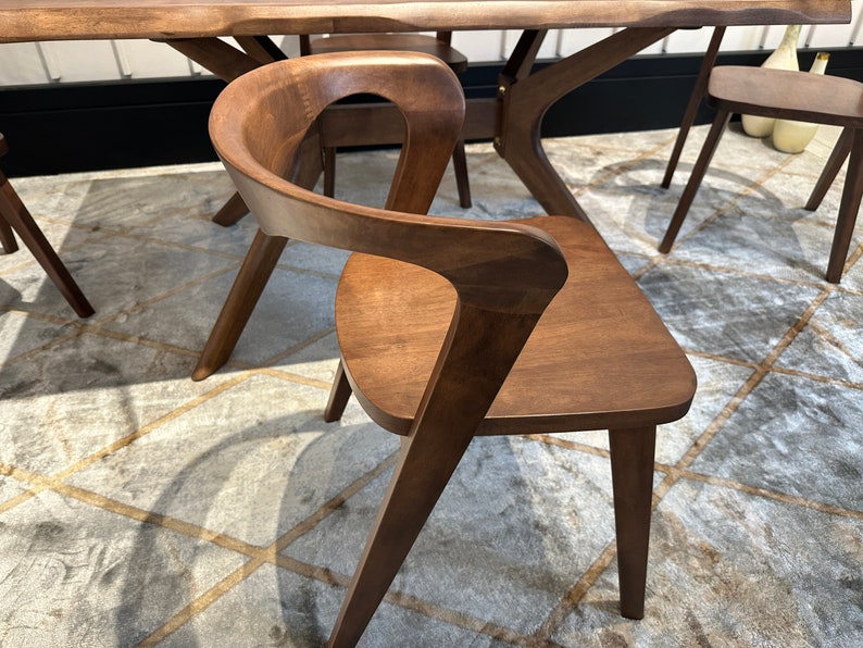 Solid Wood Dining Chair Oak Dining Chair Mid-Century Modern Chair Handmade Chair Chairs for Dining Room Kitchen Restaurant Chair image 1