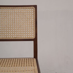 Set of 2 Chairs Teak and Handwoven Rattan Chair, Wooden Rattan Dining Chair, Black Rattan Chair image 3