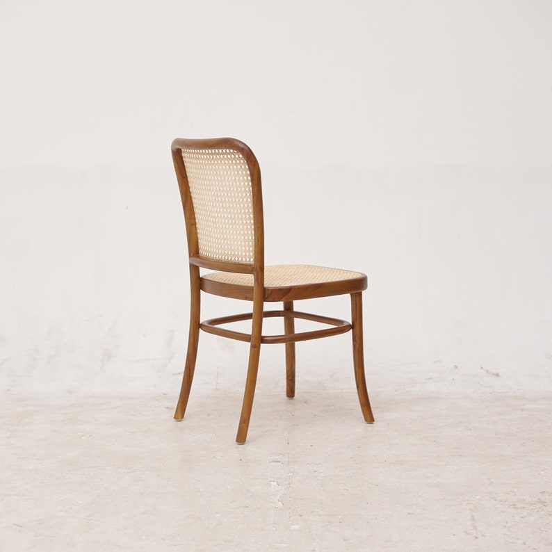 Set of 2 Chairs Teak and Handwoven Rattan Chair, Wooden Rattan Dining Chair, Black Walnut Rattan Chair, Restaurant Chair, Kitchen Chair, image 6