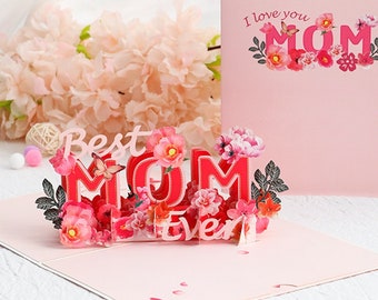 BEST MOM EVER 3D Pop Up Greeting Card, Mother's Day, Best Wishes Messages