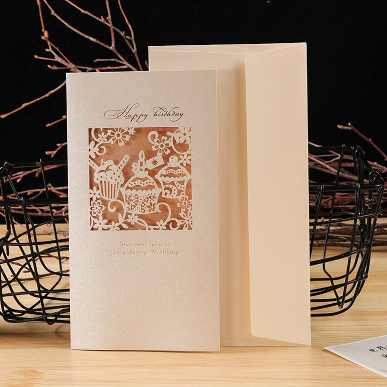 8 Styles Laser Cut Greeting Cards, Hollow Out Flowers, Best Wishes Etsy