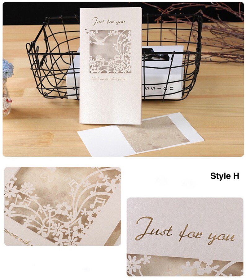 8 Styles Laser Cut Greeting Cards, Hollow Out Flowers, Best Wishes Etsy