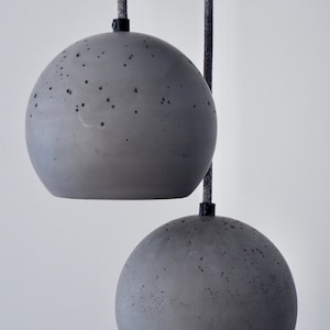 Round hanging lamp, grey pendant lamp from plaster image 1