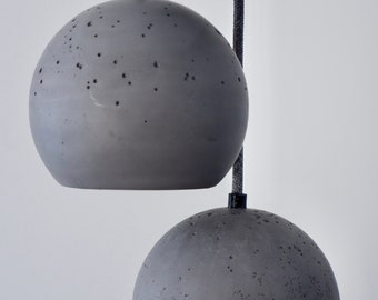 Round hanging lamp, grey pendant lamp from plaster