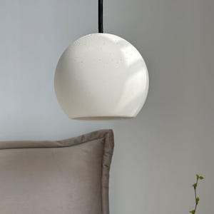 Minimalist Plaster Pendant Light, White Orb Ceiling Lamp, Sculptural Light Fixture