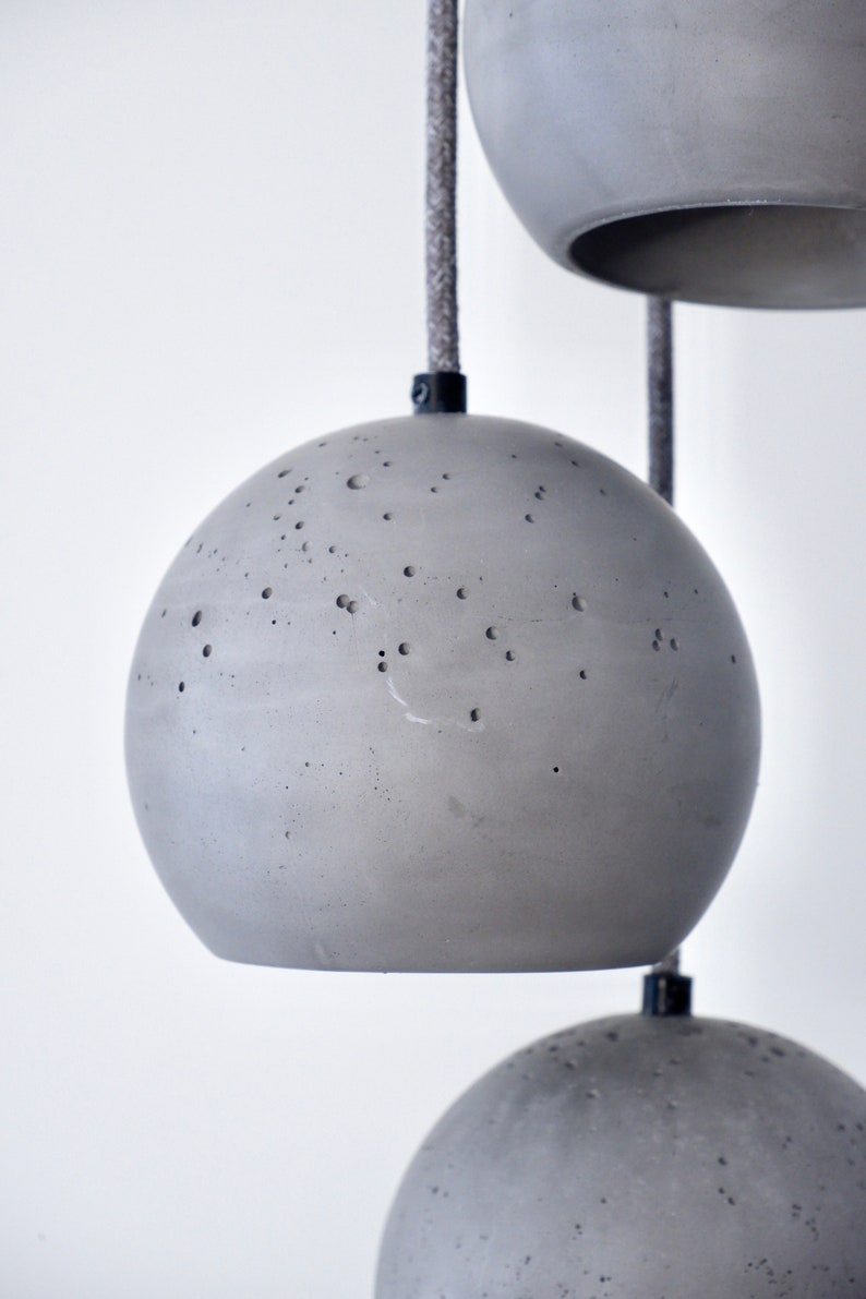 Round hanging lamp, grey pendant lamp from plaster image 5