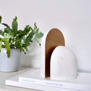 Heavy marble bookends with gold elements for your bookshelf decor, black marble effect bookend, marble with gold