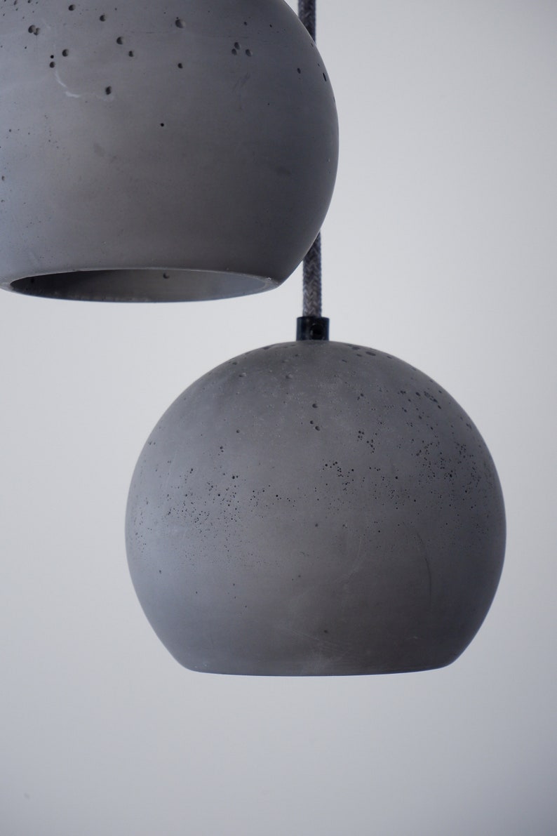 Round hanging lamp, grey pendant lamp from plaster image 4