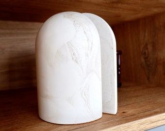 Gentle beige marble effect bookends, unique design marble bookends, houswarming gifts